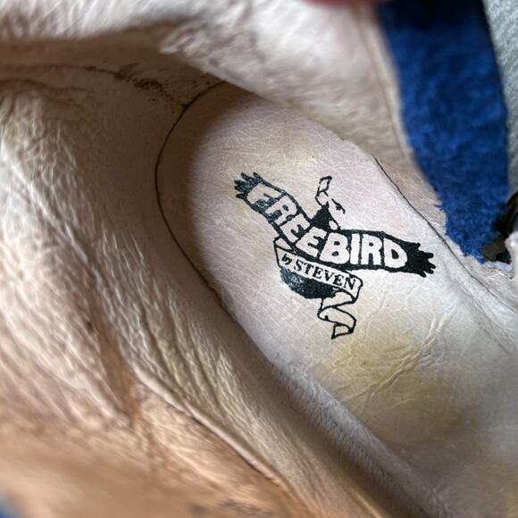 Freebird by Steven Rare Gem Blue Leather Distressed Moto Boots US Size 6 - Picture 10 of 11